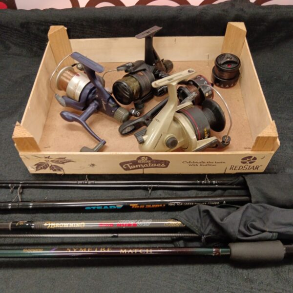 Vintage fishing rods and reels lot including Shimano and Browning.