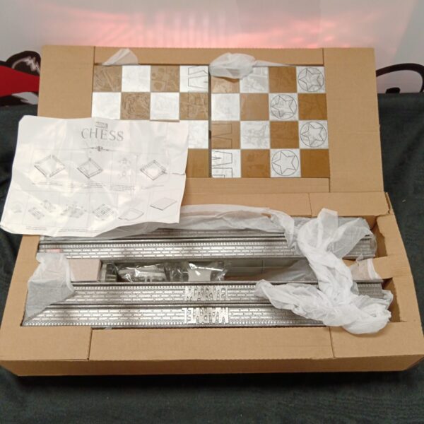 Marvel chess set board with pieces visible, collectible superhero chess.