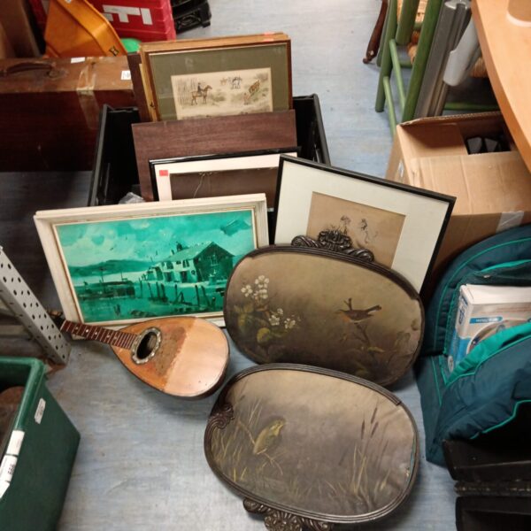 Vintage framed prints and artwork lot for collectors and home decor.
