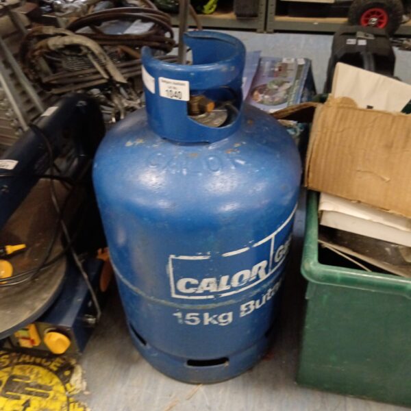 Blue 15kg Calor Gas bottle for camping and outdoor use.