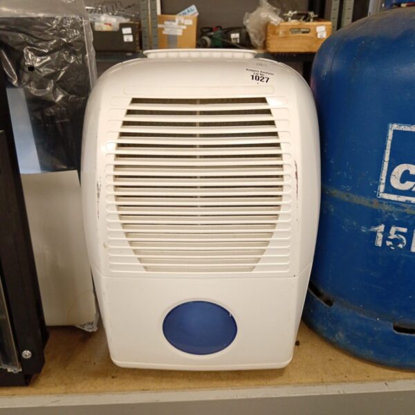 White Argos dehumidifier, vintage home appliance for moisture removal.