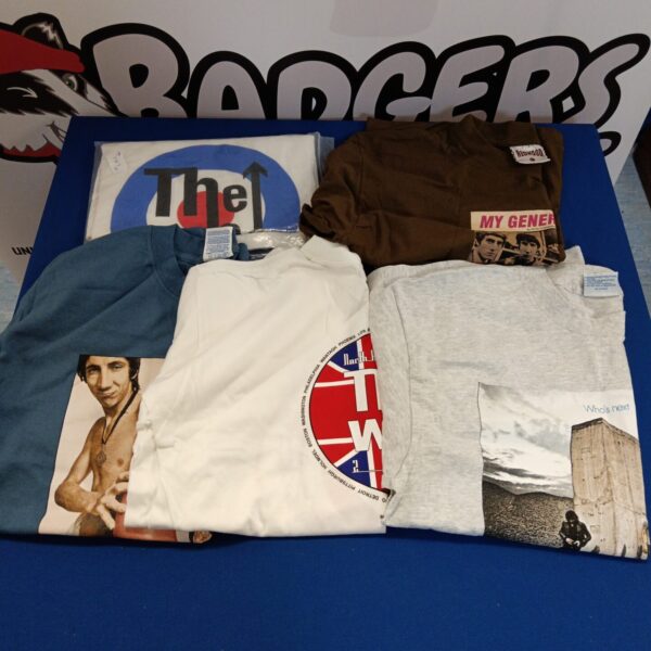 Lot of The Who vintage t-shirts, size large, rock band merchandise.