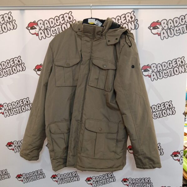 Stone Island large jacket in stone colour, front view.