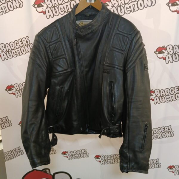Front view of a used Weise Classic Collection leather jacket.