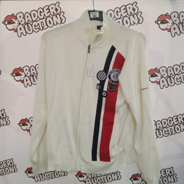 White and navy striped Ben Sherman zip up top size L.