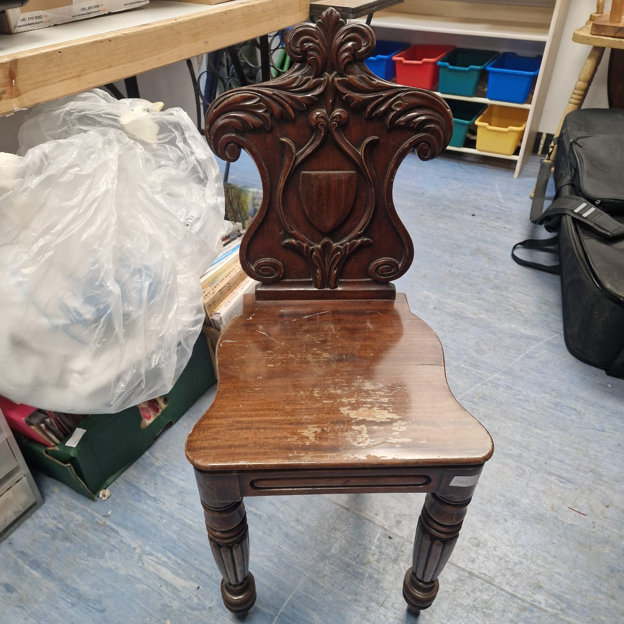 525 Victorian Carved Shield back hall chair