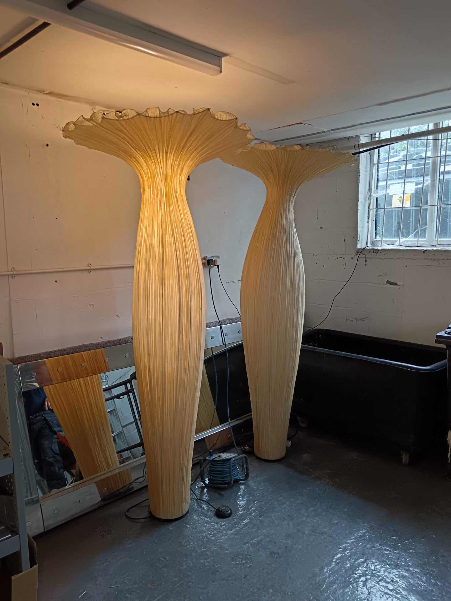 651 Pair of designer floor standing lights lamps from The Royal Horseguards Hotel London (stored off site)