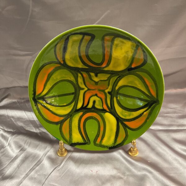 Vintage Poole Pottery Delphis charger bowl with vibrant colours.