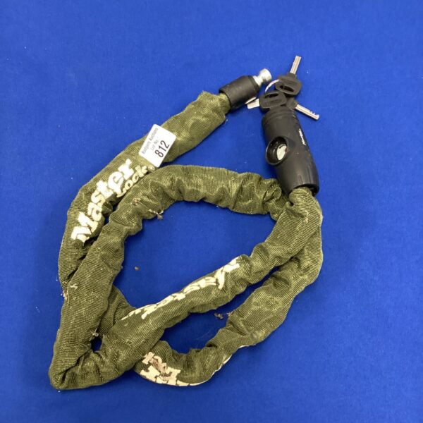 Used Master Lock 814 bicycle chain lock for bike security.