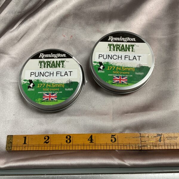 Two tins of Remington Punch Flat .177 airgun pellets.