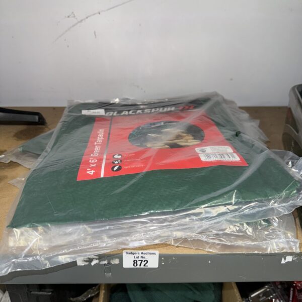 Lot of six new Blackspur tarpaulins for garden and DIY projects.