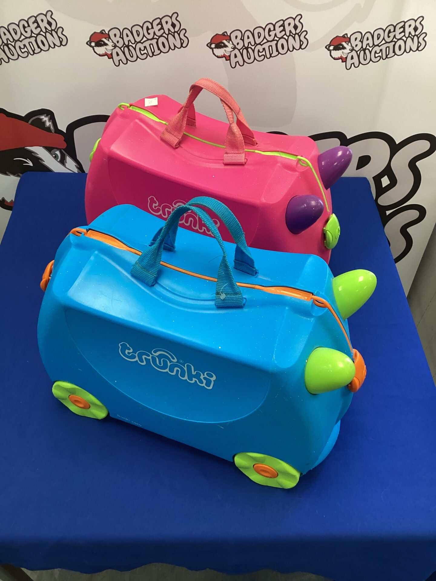 502 Two kids Trunki ride on suitcases