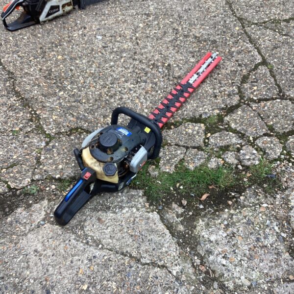 Used Mac Allister petrol hedge cutter for garden trimming and landscaping.