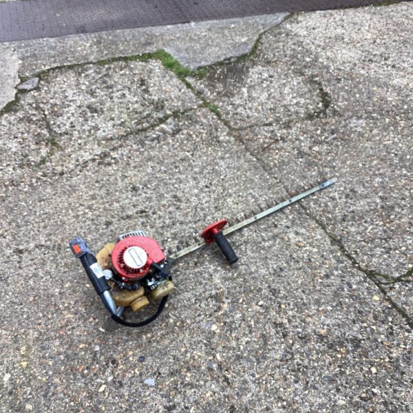 Vintage Tondu petrol hedge cutter for garden landscaping.