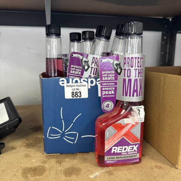 Six bottles of Redex lead replacement fuel additive for classic cars.