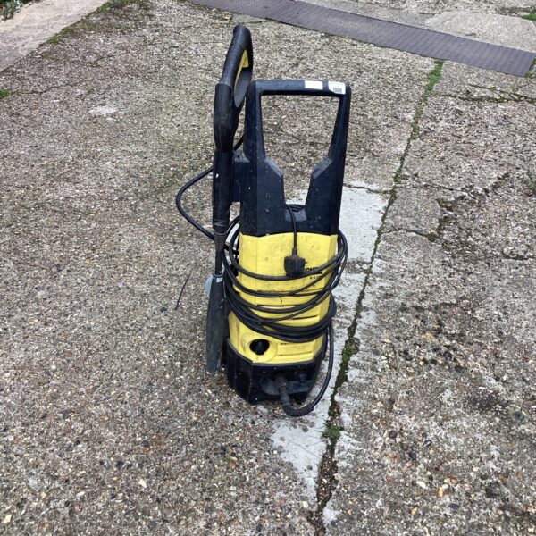 Front view of a Karcher power washer for garden cleaning.