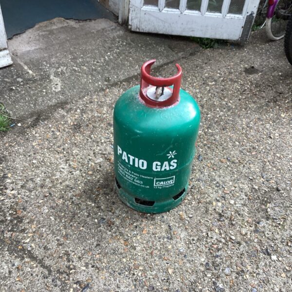 Used Patio Gas cylinder for outdoor heating and appliances.