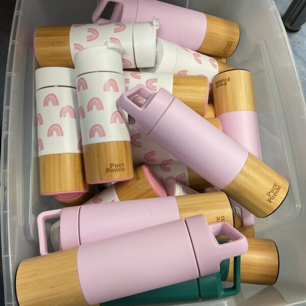 Mixed lot of Pure Panda stainless steel flasks for travel.