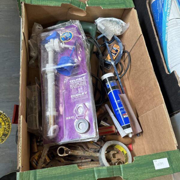 Assorted garden and DIY tools in a shed clearance lot.