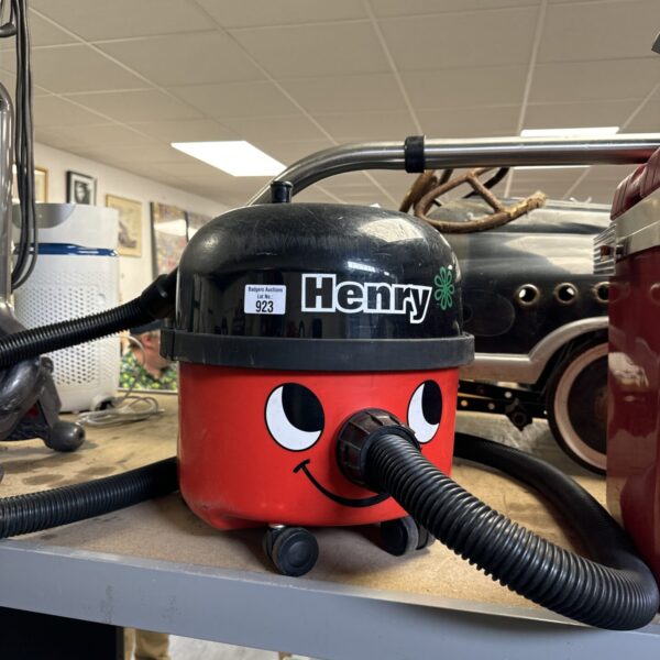 Red Numatic Henry Hoover vintage cylinder vacuum cleaner