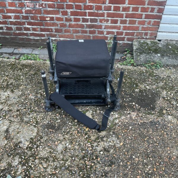 Used Map fishing box with a padded seat for angling.