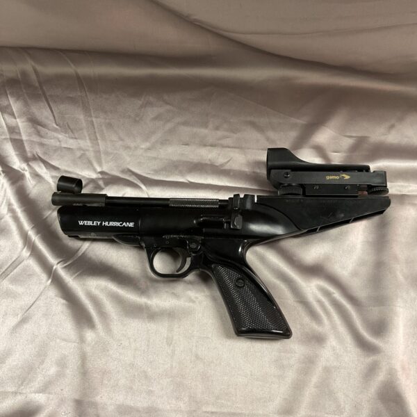 Vintage Webley Hurricane air pistol with Gamo sight.