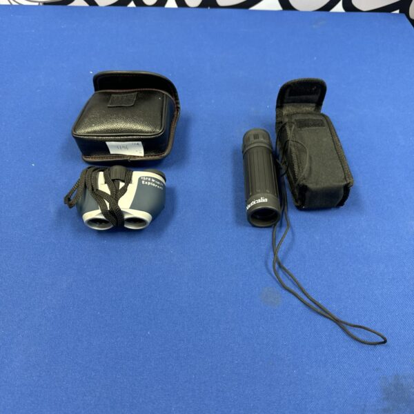 RSPB binoculars and nauticalia monocular set for birdwatching.