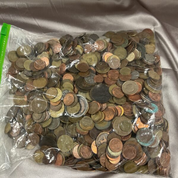 Mixed coin lot assortment in a plastic bag.