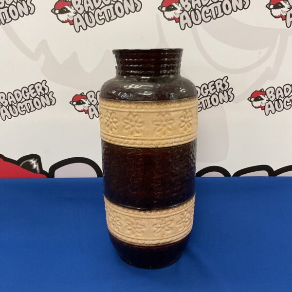 Vintage West German pottery vase with textured fat lava glaze.