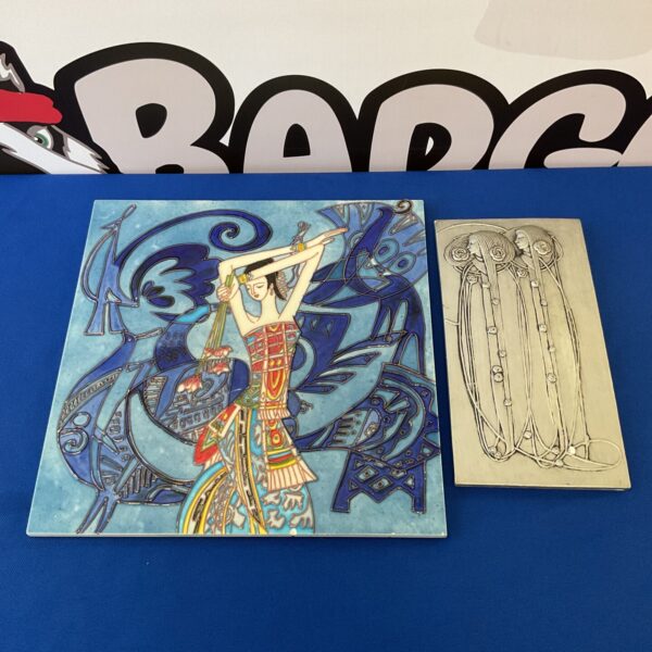 Vintage Spanish dancer wall tile in Art Nouveau style.