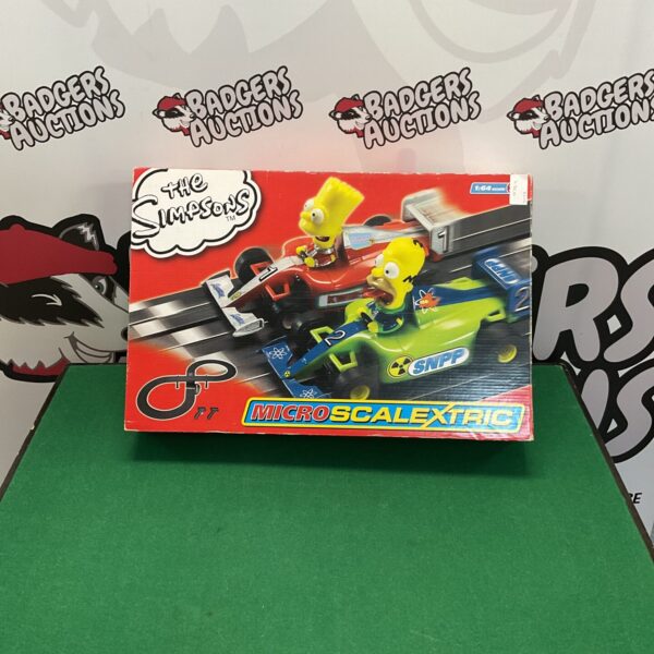 Simpsons Micro Scalextric race car, collectible toy car for fans.