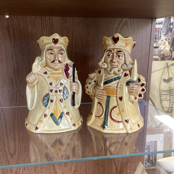 Vintage J H Wood King of Hearts jug, collectible character pottery.