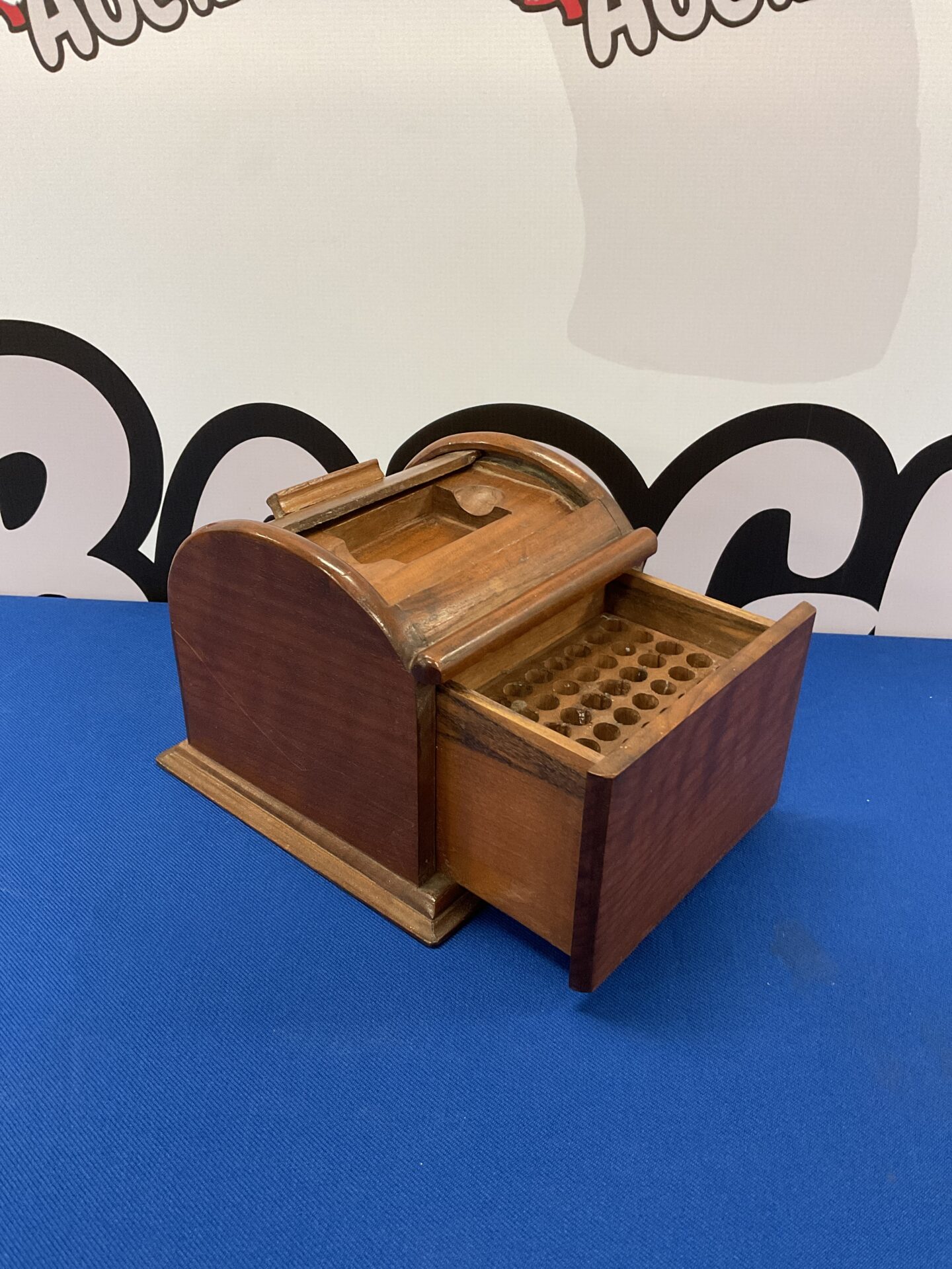 011 Vintage wooden roll top cigarette box