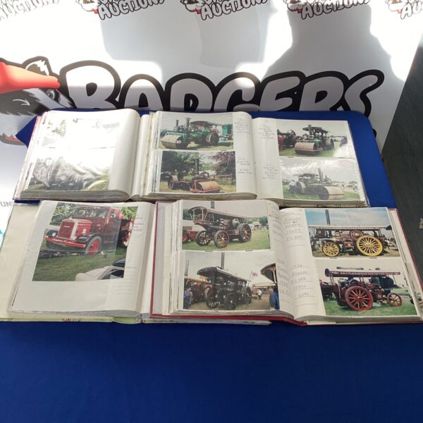 Vintage steam rally photo album cover, showcasing steam lorries.