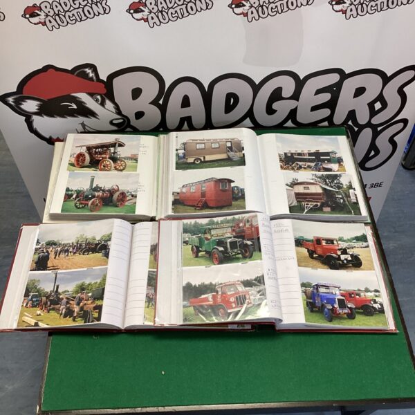 Vintage steam rally photo albums filled with steam engine images.