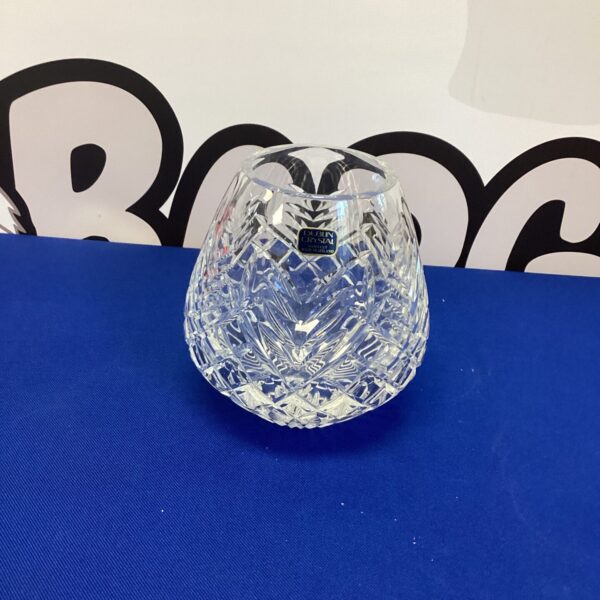 Clear Dublin Crystal rose bowl with intricate cuts.