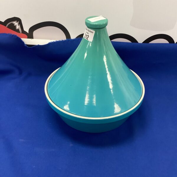 Vibrant pottery tagine, a traditional Moroccan cooking pot.