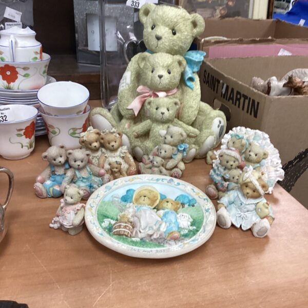 Cherished Teddies figures collection, porcelain bears, collectible figurines.