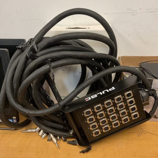 Heavy duty speaker cable splitter with multiple outputs for audio setups.