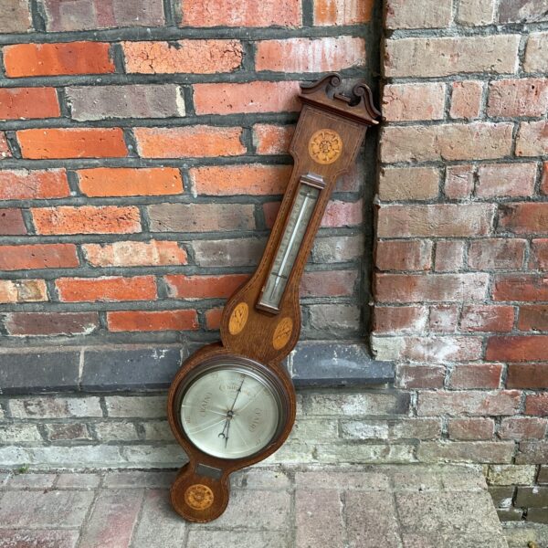Vintage H Miller Leeds mercury barometer with cracked glass.