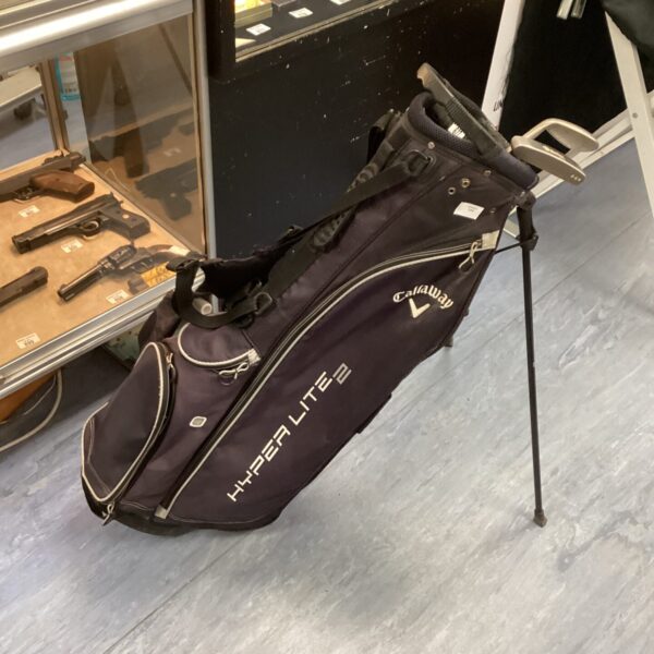 Black Callaway Hyper Lite golf bag with stand.