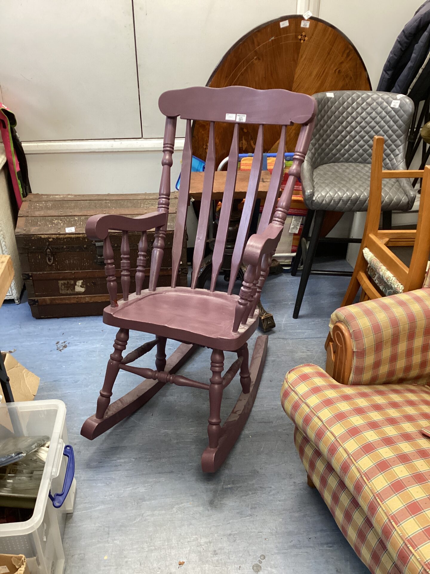 581 Purple panted rocking chair