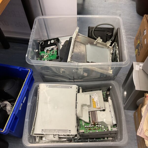 Xbox 360 spares lot with power supplies and circuit boards.