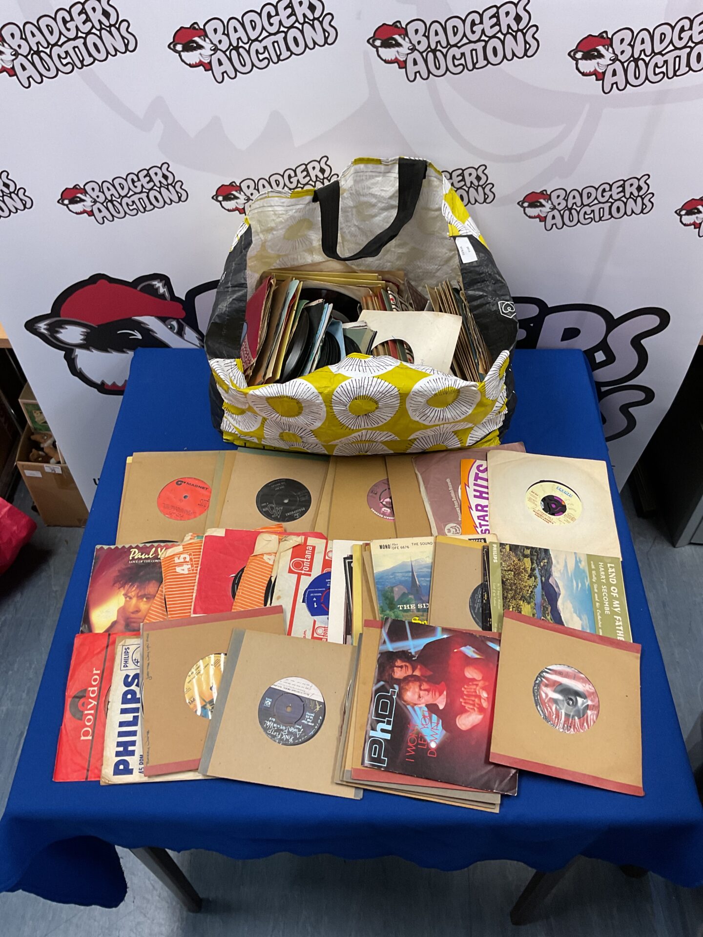 161 Bag of 7” single vinyl records