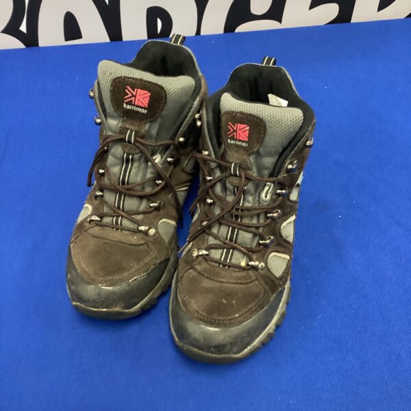 Brown Karrimor hiking boots size 7 for outdoor walking.