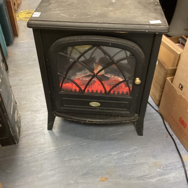 Front view of a Dimplex electric fire with flame effect.