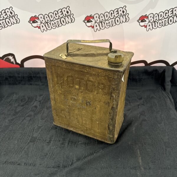 Vintage BP fuel can with brass cap, collectible petrol can.