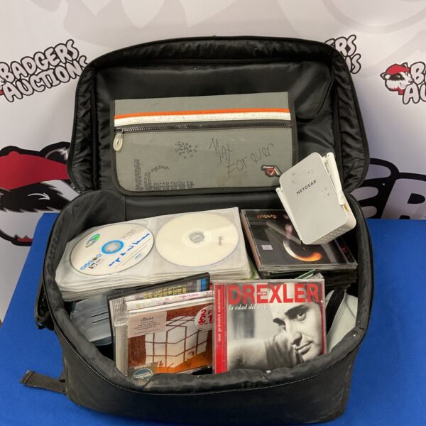CD collection in a Gear4music bag, music albums.