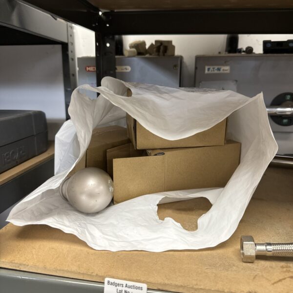 Lot of eight brushed effect door handles, six in packaging.