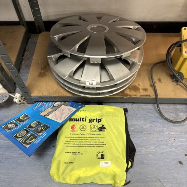 Multi-Grip wheel trims and snow socks set for winter driving.